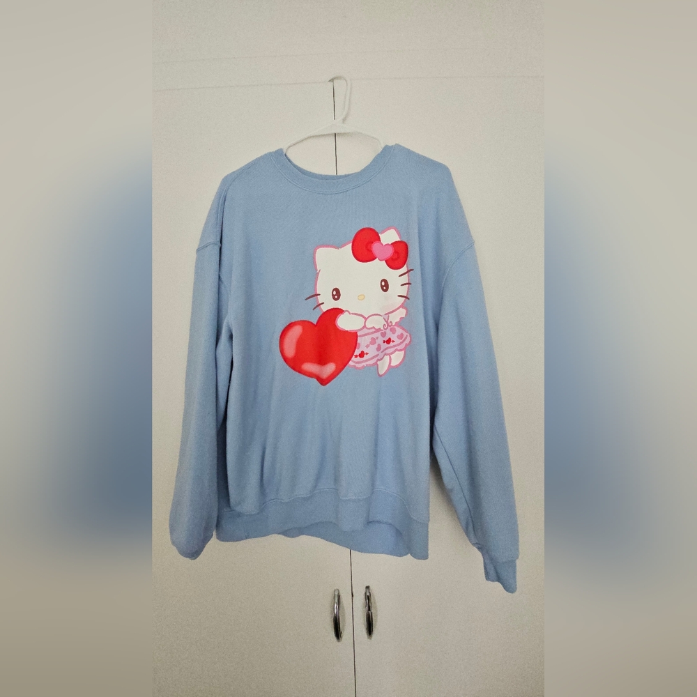 Hello Kitty Heart Sweatshirt Light Blue xl